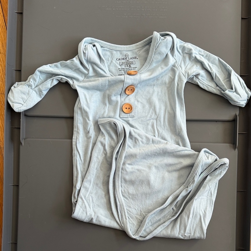 Caden Lane Baby Blue Buttoned tie gown